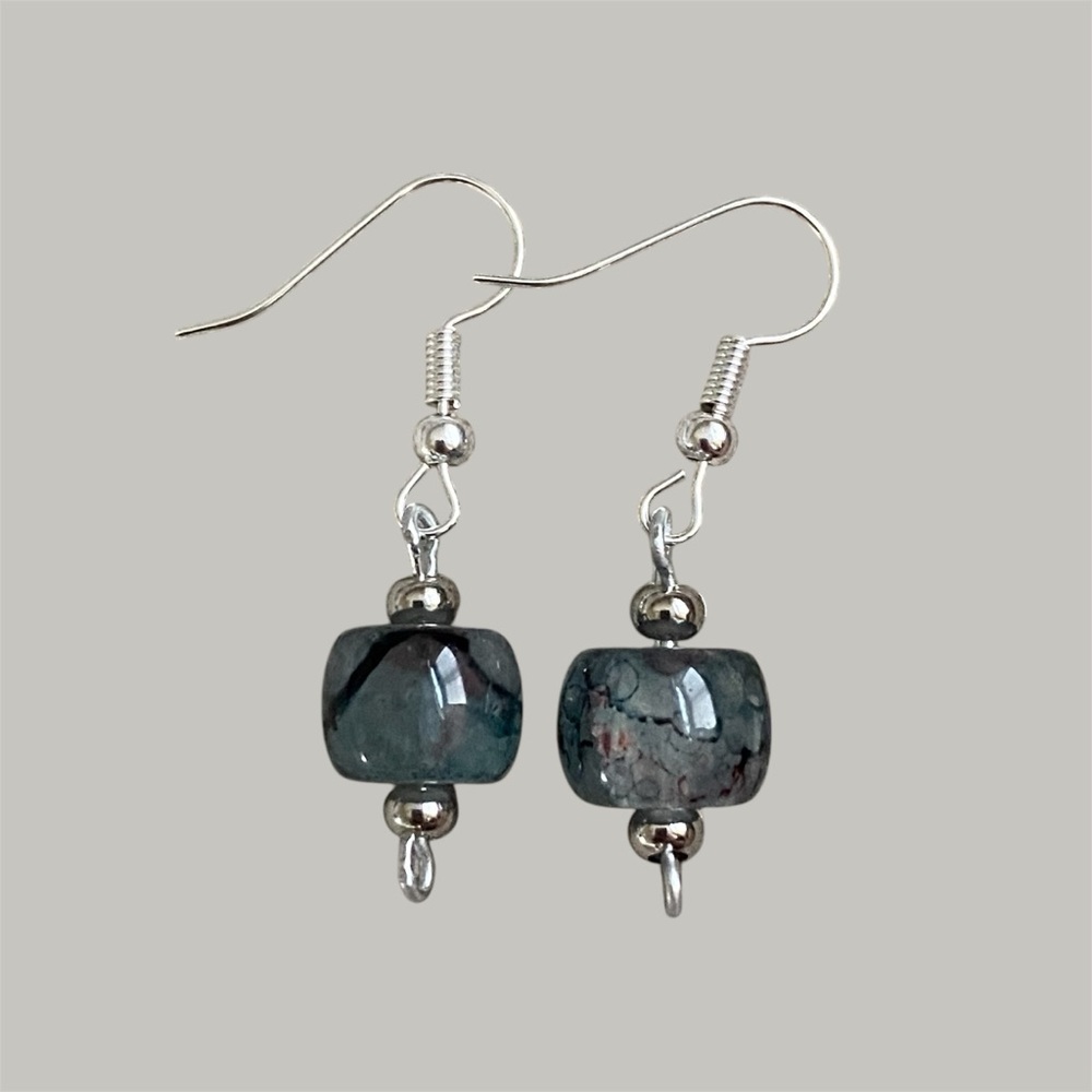 Artisan Dyed Dragon Vein Agate Earrings